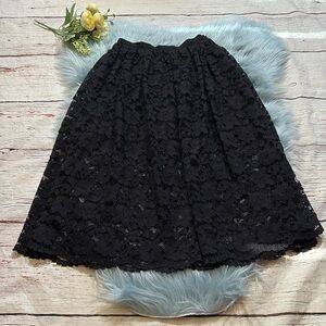 NBD Revolve Black Lace Midi A-line Skirt